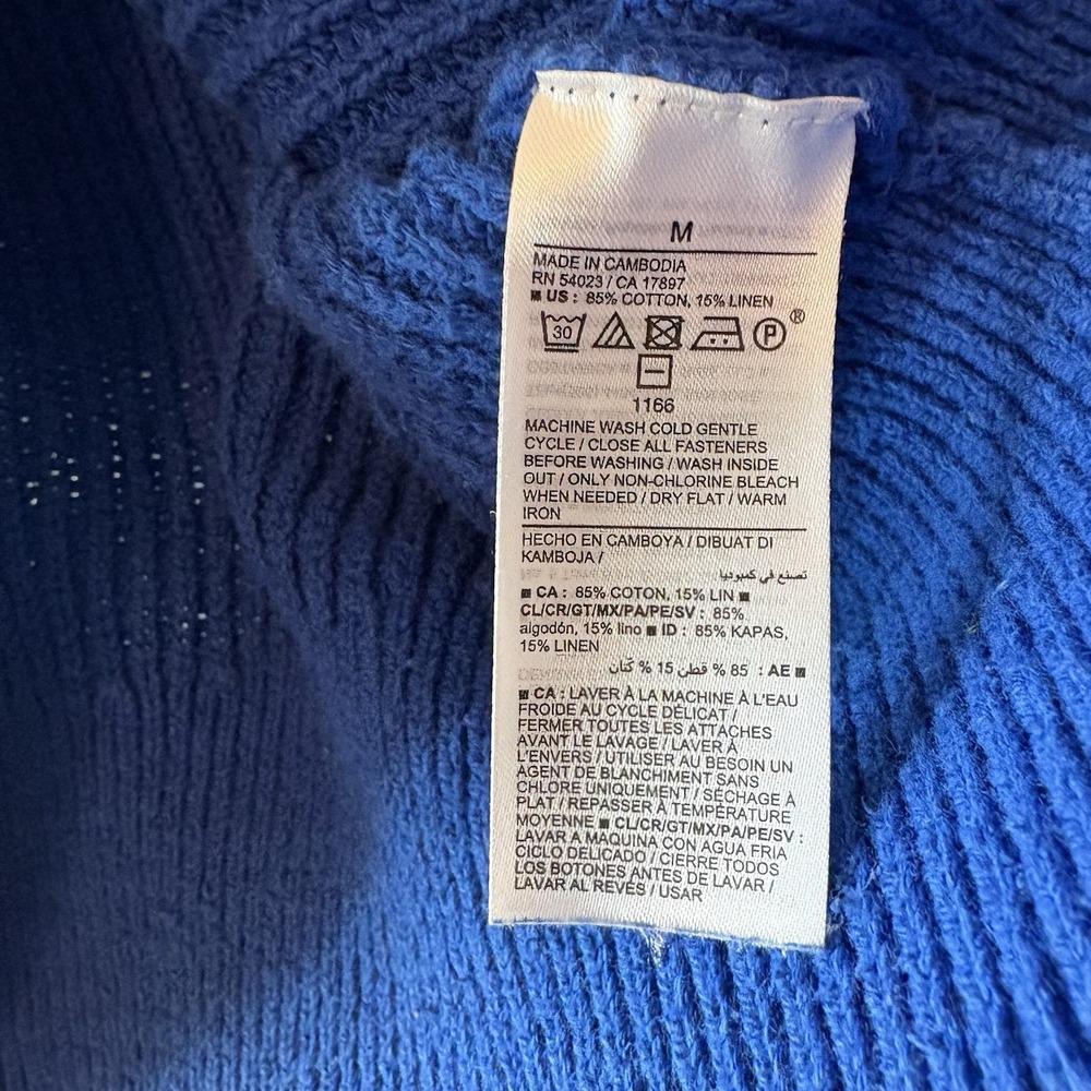 Old Navy Linen Cotton Blend Cardigan Blue V-neck Button Front‎ Sweater Women's M - Picture 5 of 12